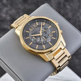 Armani Exchange Banks Chronograph Black Dial Gold Steel Strap Watch For Men - AX1721 Buy Now By Armani Exchange