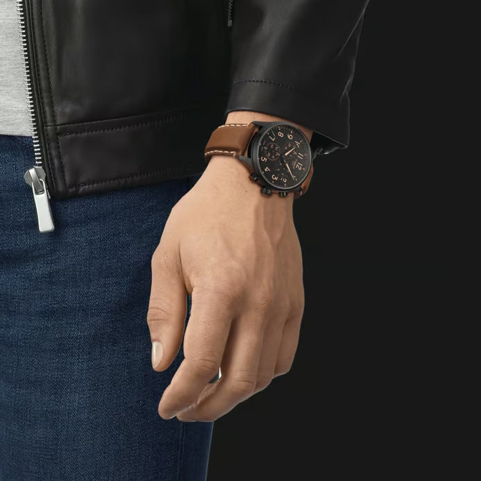 Tissot Chrono XL Quartz Black Dial Brown Leather Strap Watch For Men - T116.617.36.052.03 Buy Now By Tissot