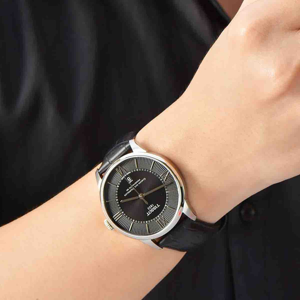 Tissot Chemin Des Tourelles Powermatic 80 Black Dial Black Leather Strap Watch For Men - T099.407.16.058.00 Buy Now By Tissot