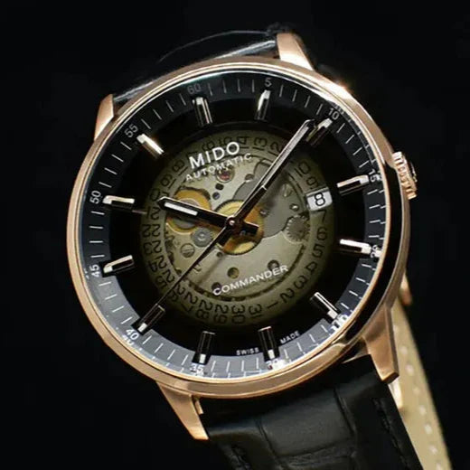 Mido Commander Automatic Black Dial Black Leather Strap Watch For Men - M021.407.36.411.00 Buy Now By Mido