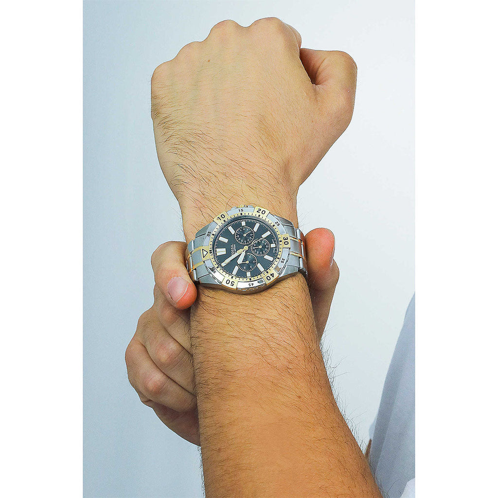 Fossil Garrett Analog Black Dial Two Tone Steel Strap Watch for Men - FS5771 Buy Now By Fossil