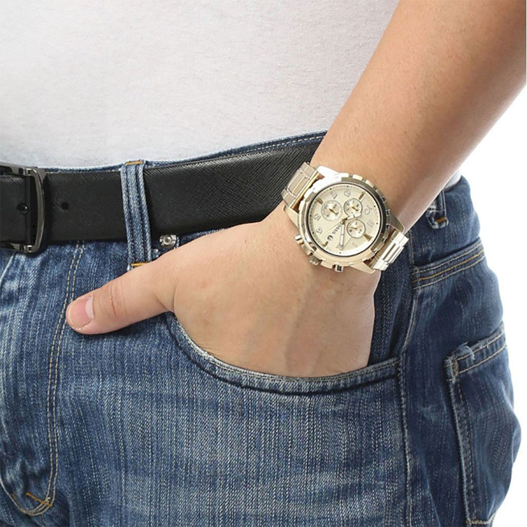 Fossil Dean Chronograph Champagne Dial Gold Steel Strap Watch for Men - FS4867 Buy Now By Fossil