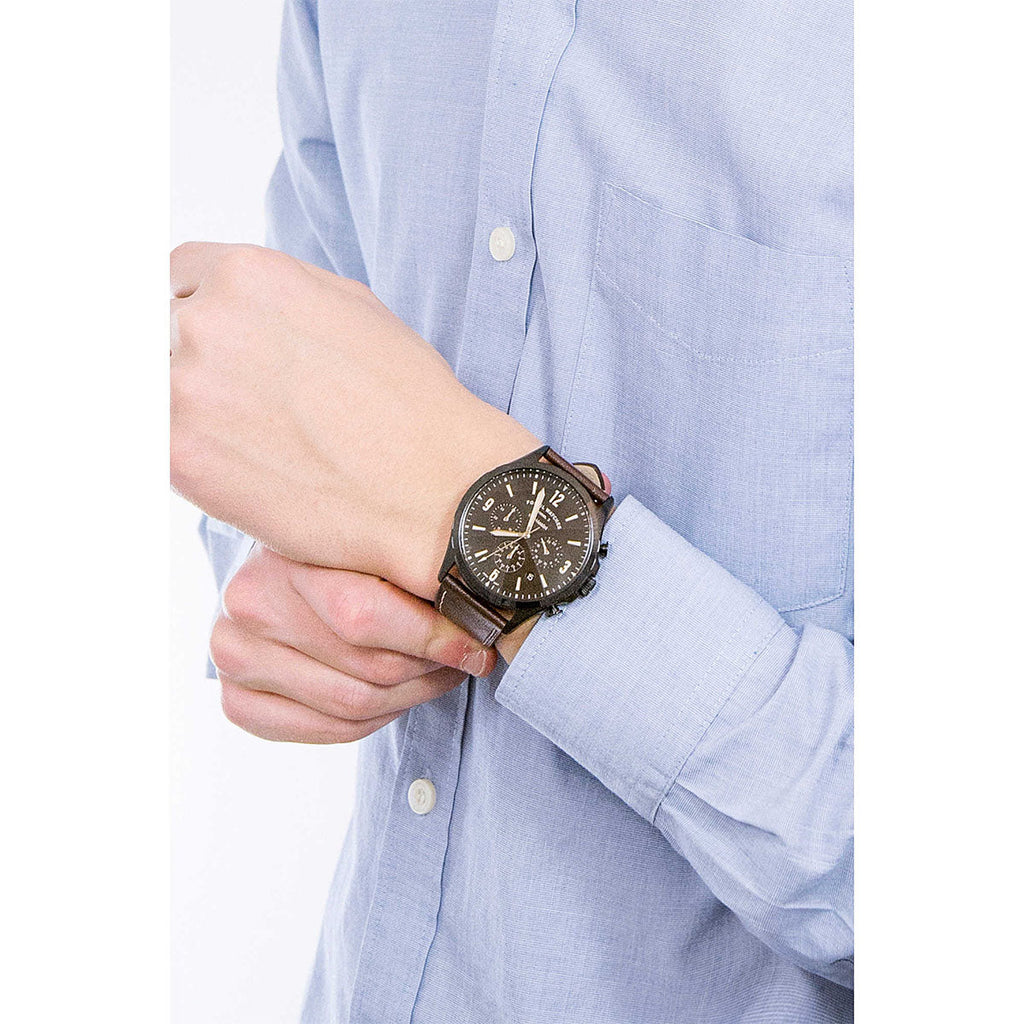 Fossil Forrester Chronograph Black Dial Brown Leather Strap Watch for Men - FS5608 Buy Now By Fossil