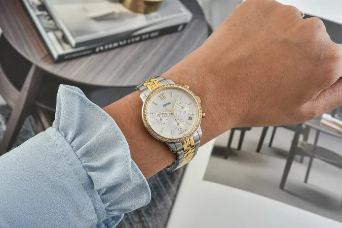 Fossil Neutra Chronograph Mother of Pearl White Dial Two Tone Steel Strap Watch for Women - ES5216 Buy Now By Fossil