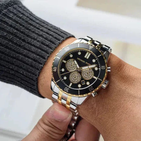 Michael Kors Cunningham Chronograph Black Dial Two Tone Steel Strap Watch For Men - MK8964 Buy Now By Michael Kors