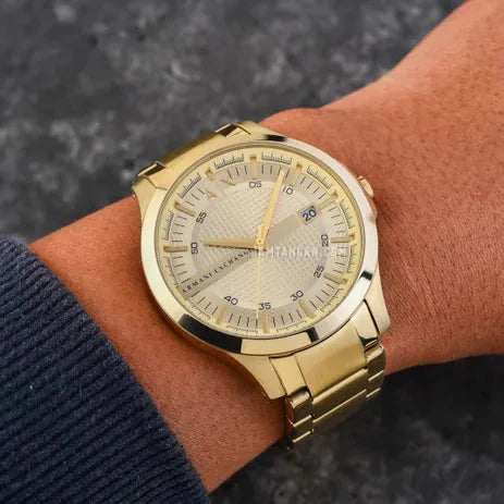 Armani Exchange Hampton Chronograph Gold Dial Gold Steel Strap Watch For Men - AX2415 Buy Now By Armani Exchange