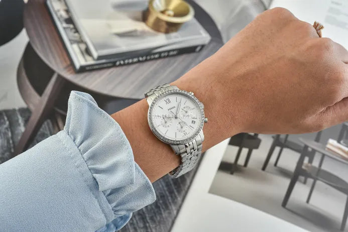 Fossil Neutra Chronograph Silver Dial Silver Steel Strap Watch for Women - ES5217 Buy Now By Fossil