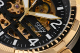 Fossil Bronson Automatic Skeleton Black Dial Gold Steel Strap Watch for Men - ME3257 Buy Now By Fossil