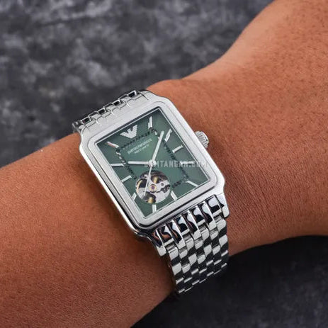 Emporio Armani Meccanico Automatic Green Dial Silver Steel Strap Watch For Men - AR60067 Buy Now By Emporio Armani