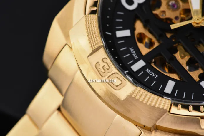 Fossil Bronson Automatic Skeleton Black Dial Gold Steel Strap Watch for Men - ME3257 Buy Now By Fossil