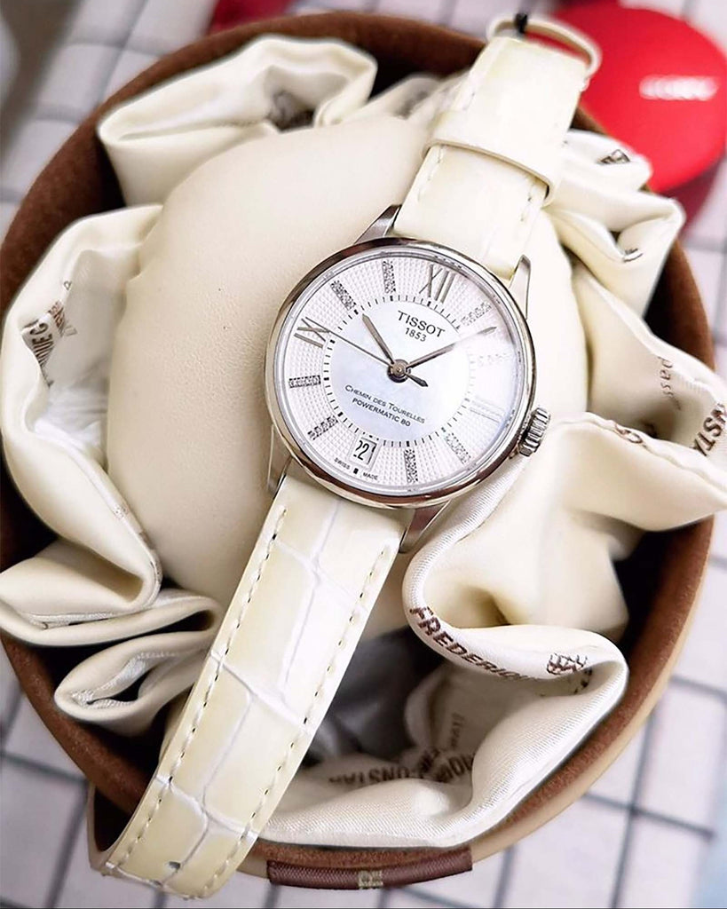 Tissot Chemin Des Tourelles Powermatic 80 Lady White Dial White Leather Strap Watch For Women - T099.207.16.116.00 Buy Now By Tissot