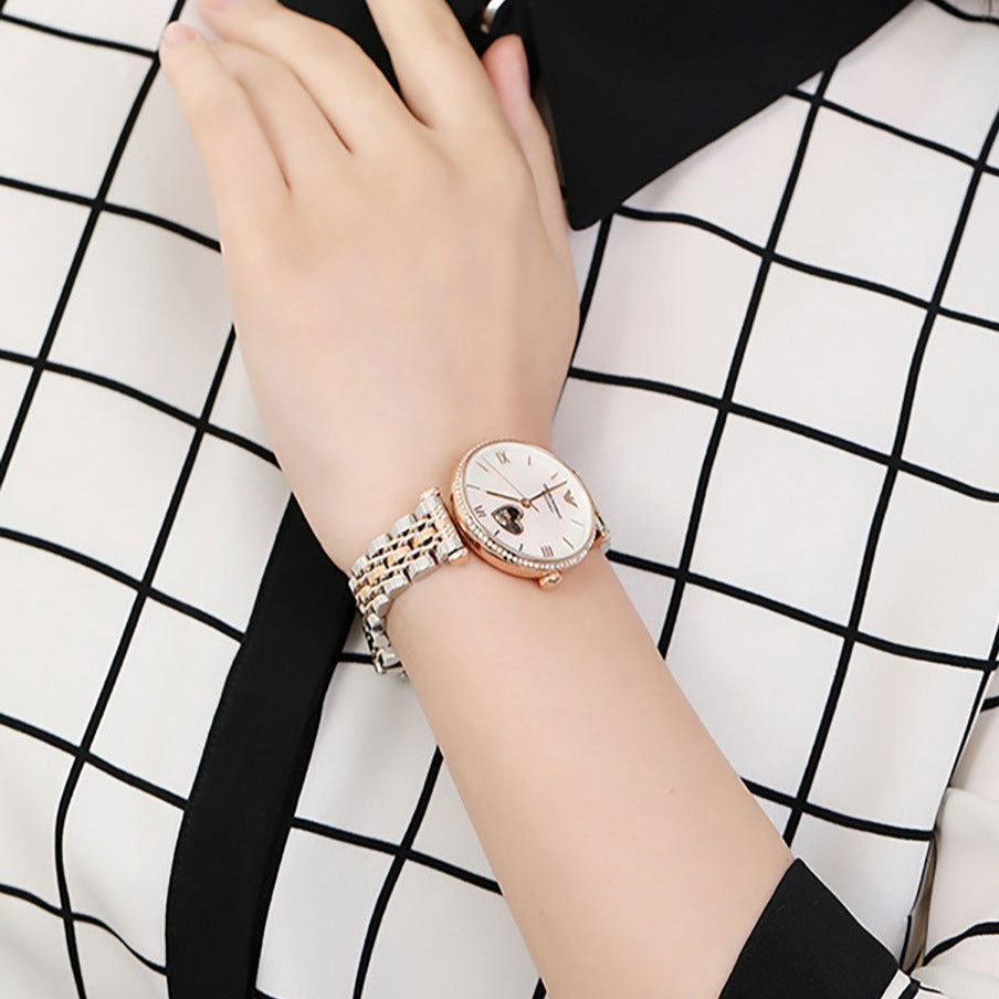 Emporio Armani Meccanico Automatic Mother of Pearl Dial Two Tone Steel Strap Watch For Women - AR60049 Buy Now By Emporio Armani