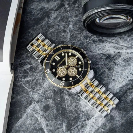 Michael Kors Cunningham Chronograph Black Dial Two Tone Steel Strap Watch For Men - MK8964 Buy Now By Michael Kors