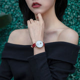 Emporio Armani Gianni T-Bar Mother of Pearl White Dial Red Leather Strap Watch For Women - AR60048 Buy Now By Emporio Armani