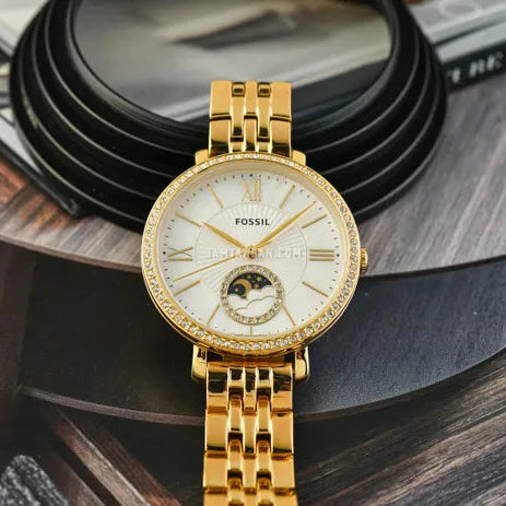 Fossil Jacqueline Moonphase Mother of Pearl Dial Gold Steel Strap Watch for Women - ES5167 Buy Now By Fossil