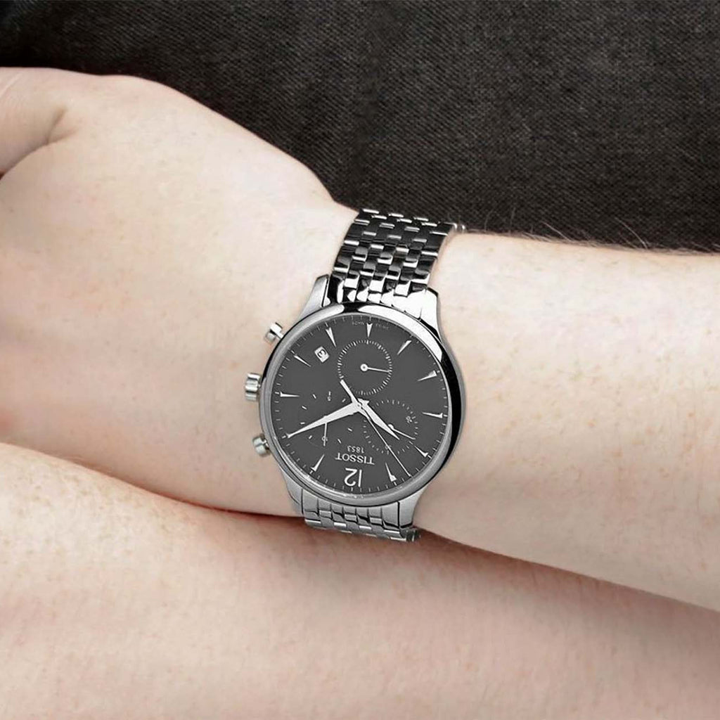Tissot T Classic Tradition Chronograph Black Dial Silver Steel Strap Watch For Men - T063.617.11.067.00 Buy Now By Tissot