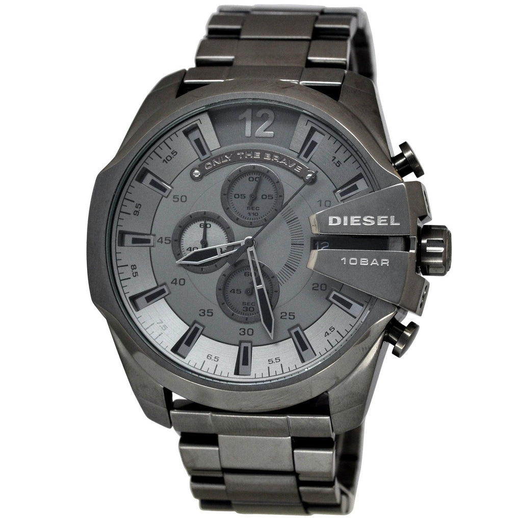 Diesel Mega Chief Chronograph Grey Dial Grey Steel Strap Watch for Men - DZ4282 Buy Now By Diesel