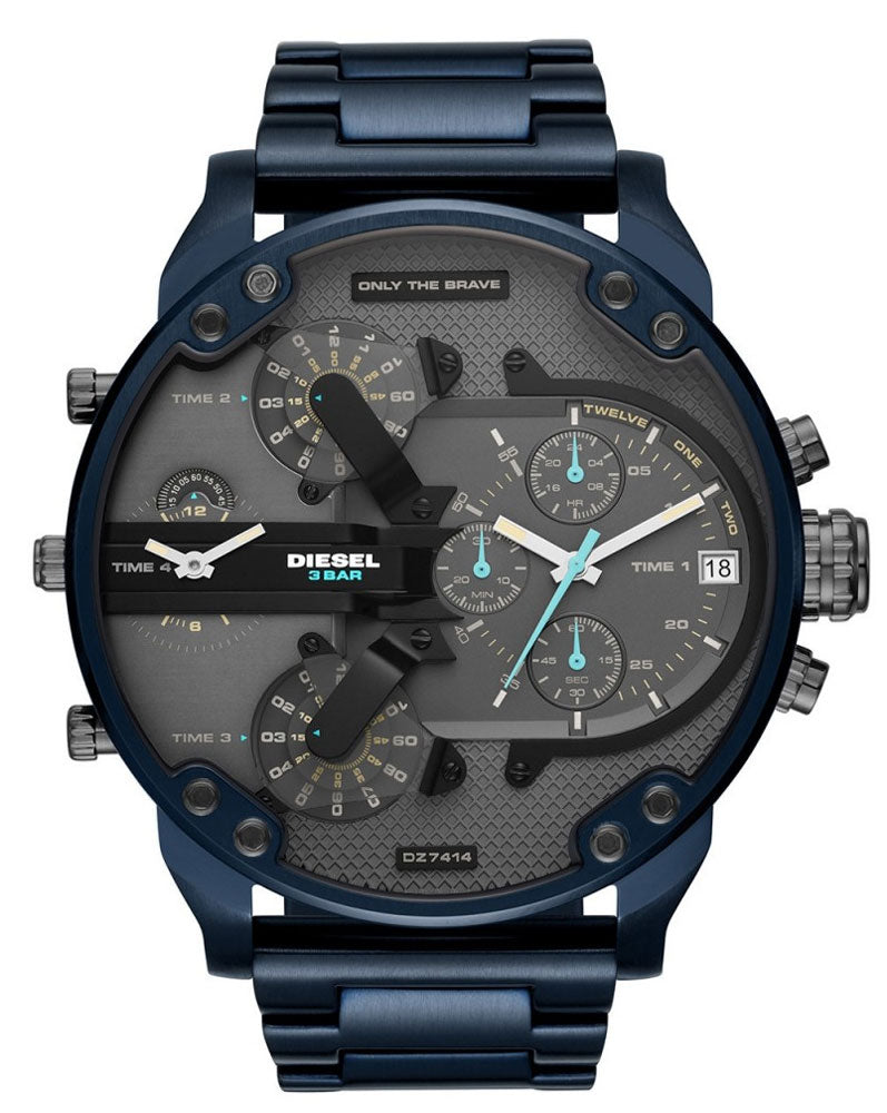 Diesel Daddy 2.0 Chronograph Grey Dial Blue Steel Strap Watch For Men - DZ7414 Buy Now By Diesel