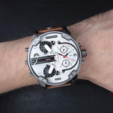 Diesel Mr. Daddy 2.0 Chronograph Silver Dial Brown Leather Strap Watch For Men - DZ7394 Buy Now By Diesel