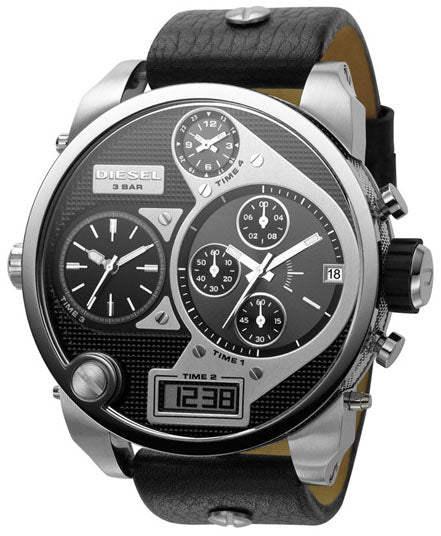 Diesel Mr Daddy Chronograph White Dial Black Leather Strap Watch For Men - DZ7125 Buy Now By Diesel