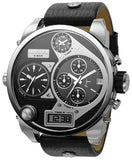 Diesel Mr Daddy Chronograph White Dial Black Leather Strap Watch For Men - DZ7125 Buy Now By Diesel