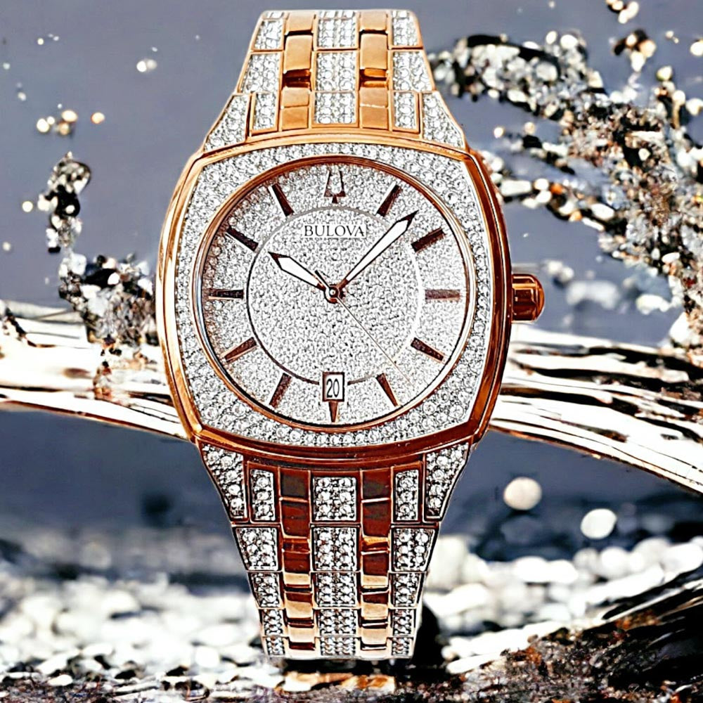 Bulova Phantom Crystal Silver Dial Two Tone Steel Strap Watch for Men - 98B324 Buy Now By Bulova