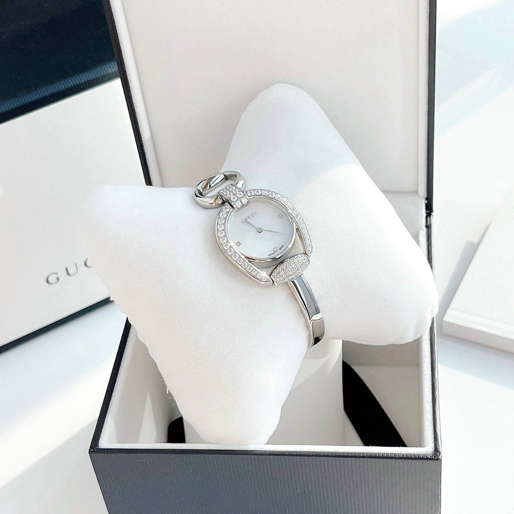 Gucci Horsebit Collection Diamonds Mother of Pearl Dial Silver Steel Strap Watch For Women - YA139505 Buy Now By Gucci
