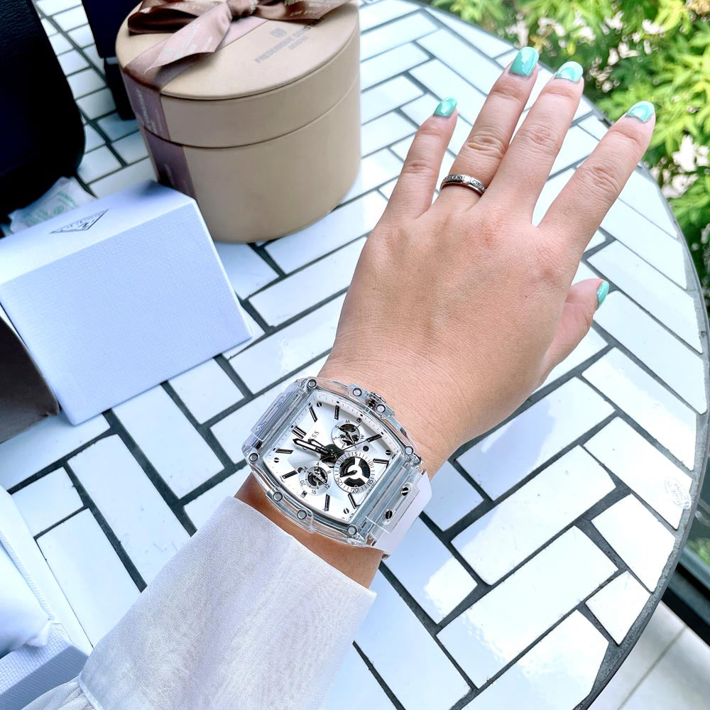 Guess Phoenix Multi Function Silver Dial White Rubber Strap Watch for Men - GW0203G1 Buy Now By Guess