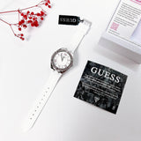 Guess Sparkling Silver Dial White Rubber Strap Watch For Women - GW0032L1 Buy Now By Guess