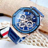 Guess Momentum Chronograph Blue Dial Blue Rubber Strap Watch for Men - GW0263G2 Buy Now By Guess