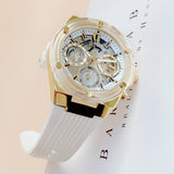 Guess Athena White Dial White Rubber Strap Watch for Women - GW0409L2 Buy Now By Guess