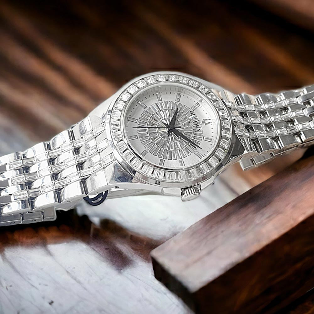 Bulova Phantom Crystal Silver Dial Silver Steel Strap Watch for Men - 96A236 Buy Now By Bulova