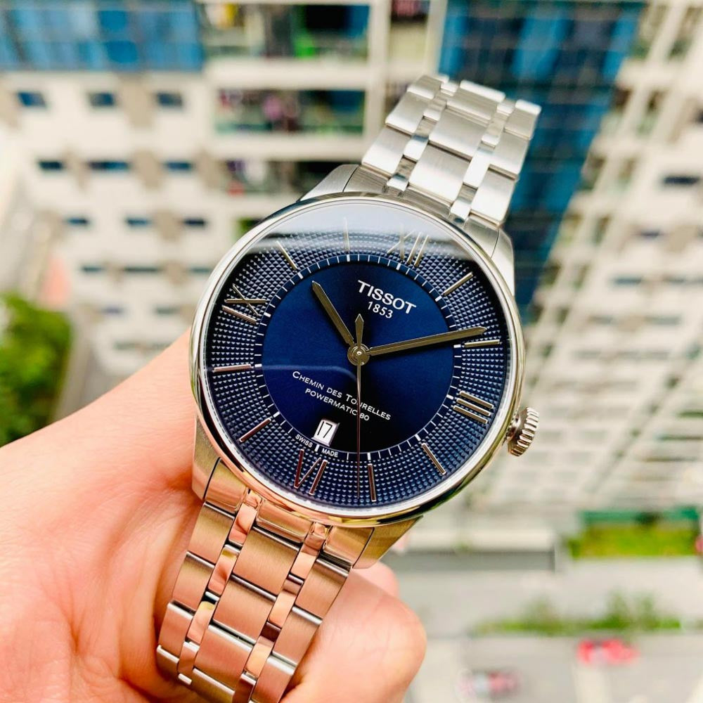 Tissot Chemin Des Tourelles Powermatic 80 Blue Dial Silver Steel Strap Watch for Men - T099.407.11.048.00 Buy Now By Tissot