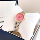 Gucci G Timeless Quartz Pink Dial Two Tone Steel Strap Watch For Women - YA1265030 Buy Now By Gucci