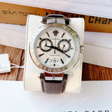 Versace Aion Chronograph White Dial Brown Leather Strap Watch for Men - VBR010017 Buy Now By Versace