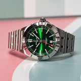 Breitling Chronomat GMT 40 Green Dial Silver Steel Strap Watch for Men - A32398101L1A1 Buy Now By Breitling