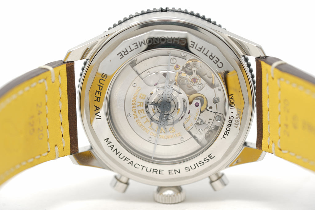 Breitling Super Avi B04 Chronograph GMT 46 Mosquito Black Dial Brown Leather Strap Watch for Men - YB04451A1B1X1 Buy Now By Breitling