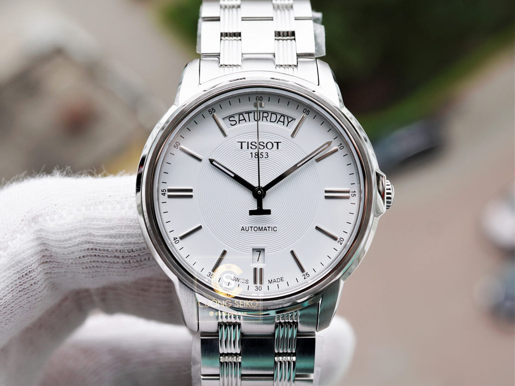 Tissot T Classic Automatic III Day Date White Dial Silver Steel Strap Watch for Men - T065.930.11.031.00 Buy Now By Tissot