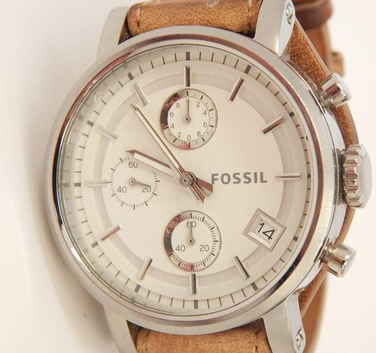 Fossil Boyfriend Chronograph White Dial Brown Leather Strap Watch for Women - ES3625 Buy Now By Fossil