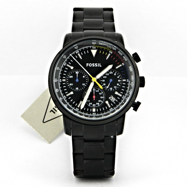 Fossil Goodwin Chronograph Black Dial Black Steel Strap Watch for Men - FS5413 Buy Now By Fossil