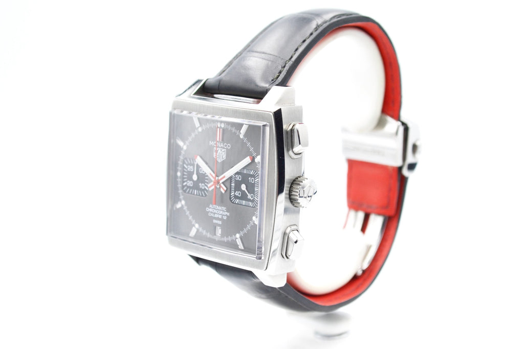 Tag Heuer Monaco Calibre 12 Final Edition Chronograph Grey Dial Black Leather Strap Watch for Men - CAW211J.FC6476 Buy Now By Tag Heuer