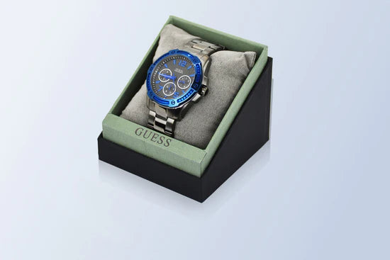 Guess Flagship Multifunction Chronograph Grey Dial Grey Steel Strap Watch for Men - W0601G1 Buy Now By Guess