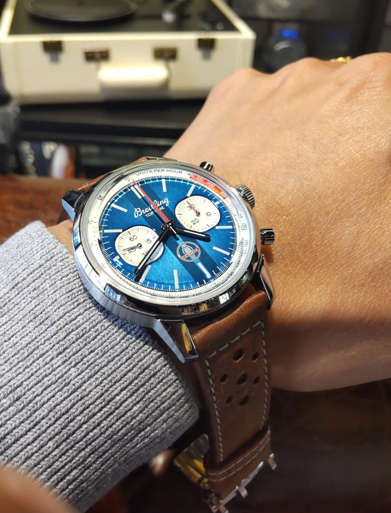 Breitling Top Time B01 Shelby Cobra Blue Dial Brown Leather Strap Watch for Men - AB01763A1C1X1 Buy Now By Breitling