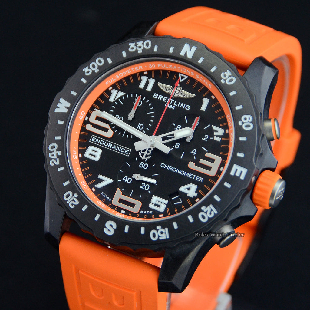 Breitling Endurance Pro Black Dial Orange Rubber Strap Watch for Men - X82310A51B1S1 Buy Now By Breitling