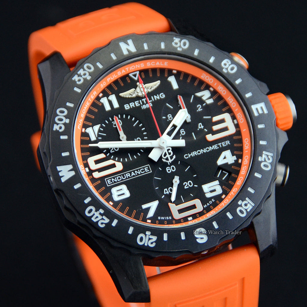 Breitling Endurance Pro Black Dial Orange Rubber Strap Watch for Men - X82310A51B1S1 Buy Now By Breitling
