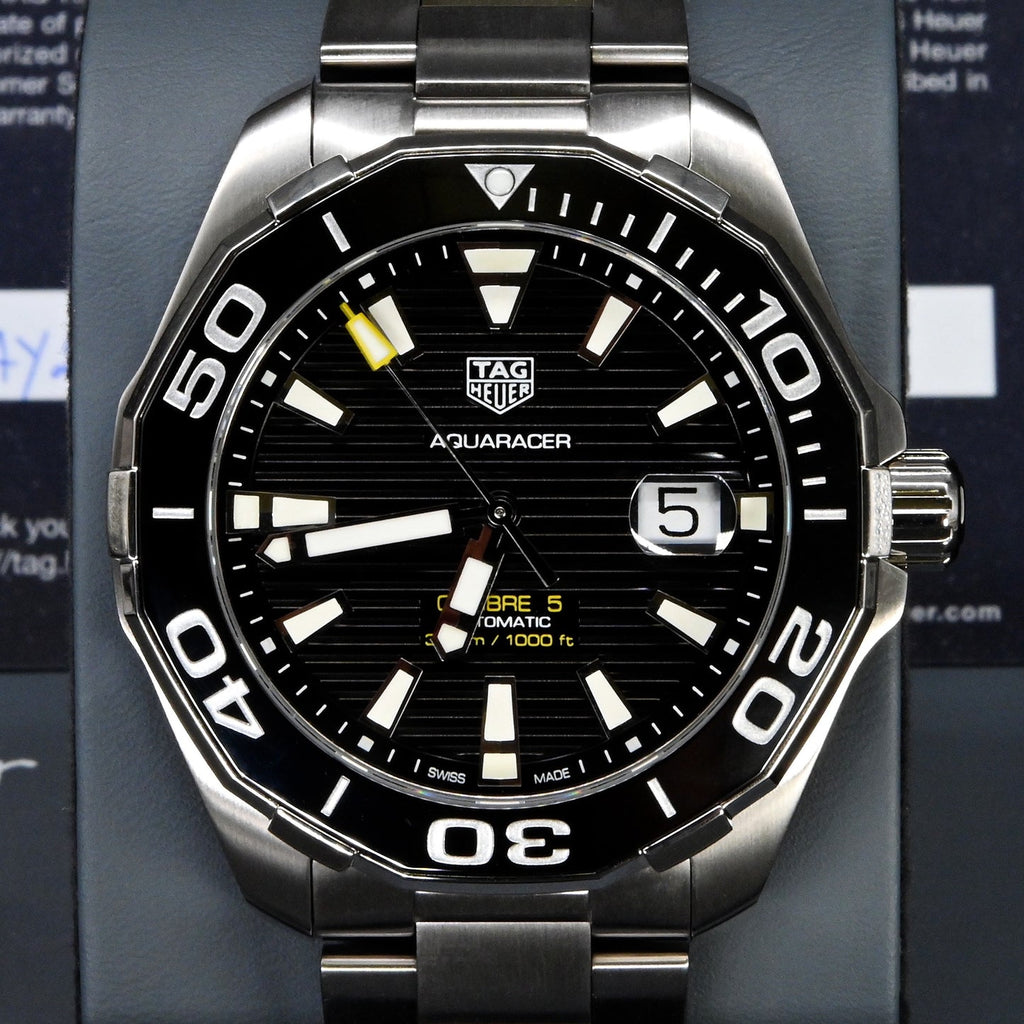 Tag Heuer Aquaracer Black Dial Silver Steel Strap Strap Watch for Men - WAY201A.BA0927 Buy Now By Tag Heuer
