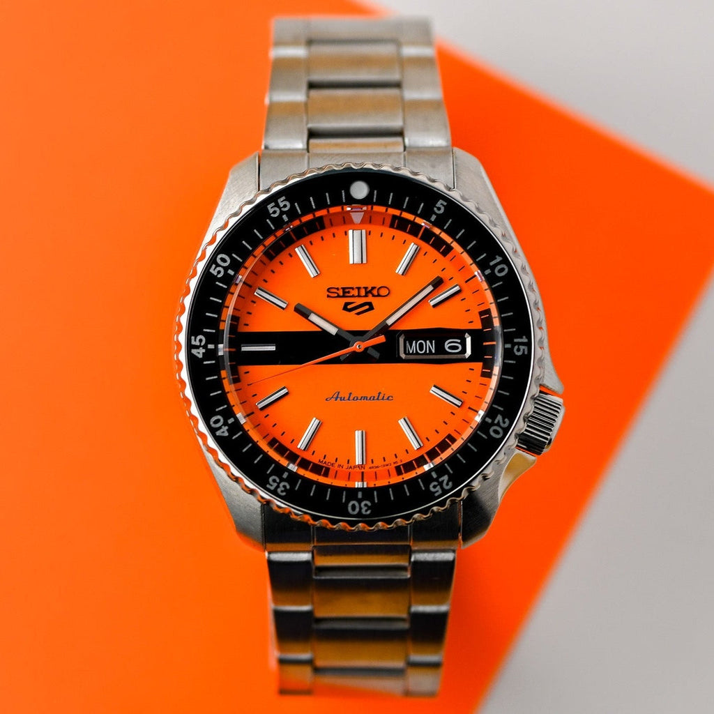 Seiko 5 Sports Double Hurricane Retro Orange Dial Silver Steel Strap Watch For Men - SRPK11K1 Buy Now By Seiko