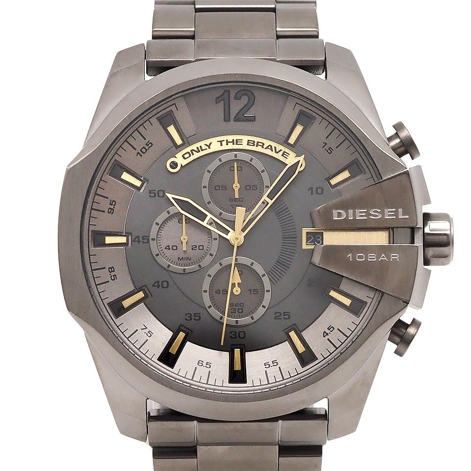Diesel Mega Chief Chronograph Grey Dial Grey Steel Strap Watch For Men - DZ4466 Buy Now By Diesel
