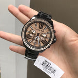 Michael Kors Wren Chronograph Gold Diamonds Dial Black Steel Strap Watch for Women - MK5879 Buy Now By Michael Kors