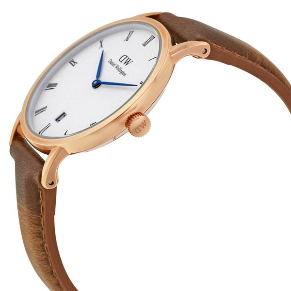 Daniel Wellington Dapper Durham White Dial Brown Leather Strap Watch For Women - DW00100113 Buy Now By Daniel Wellington